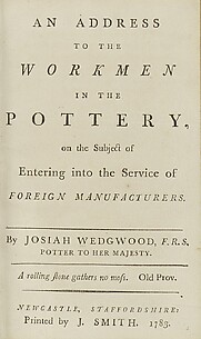 An Address to the Workmen in the Pottery on the Subject of Entering into the Service of Foreign Manufacturers